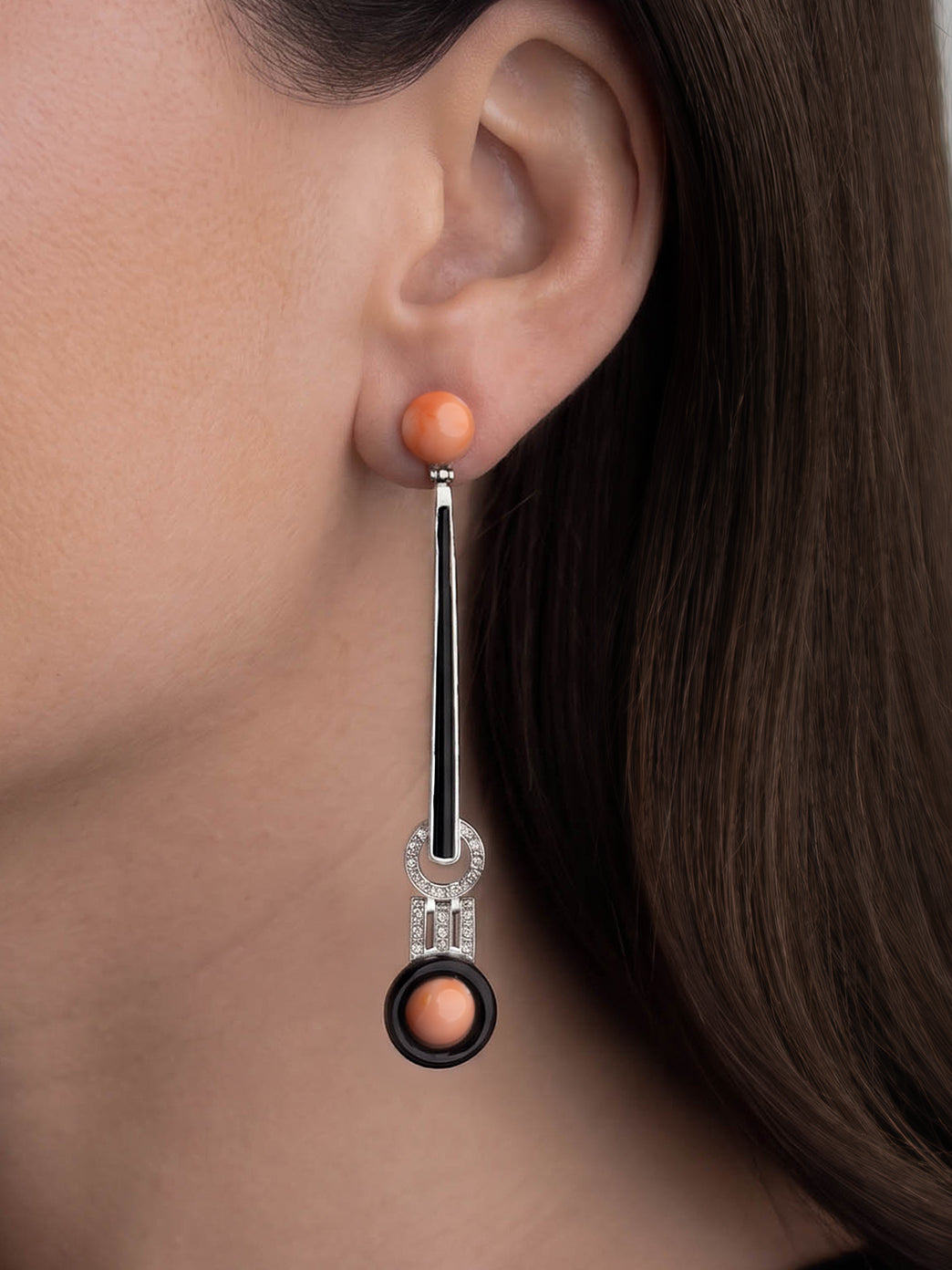 Italian Cocktail Earrings featuring Angel Skin Coral and White Topaz