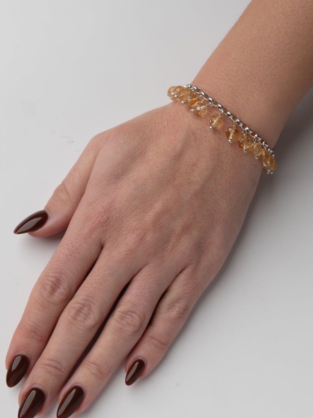 Citrine Raindrop Bracelet with Skull Charm