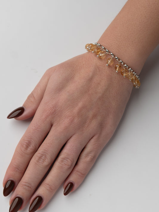 Citrine Raindrop Bracelet with Skull Charm