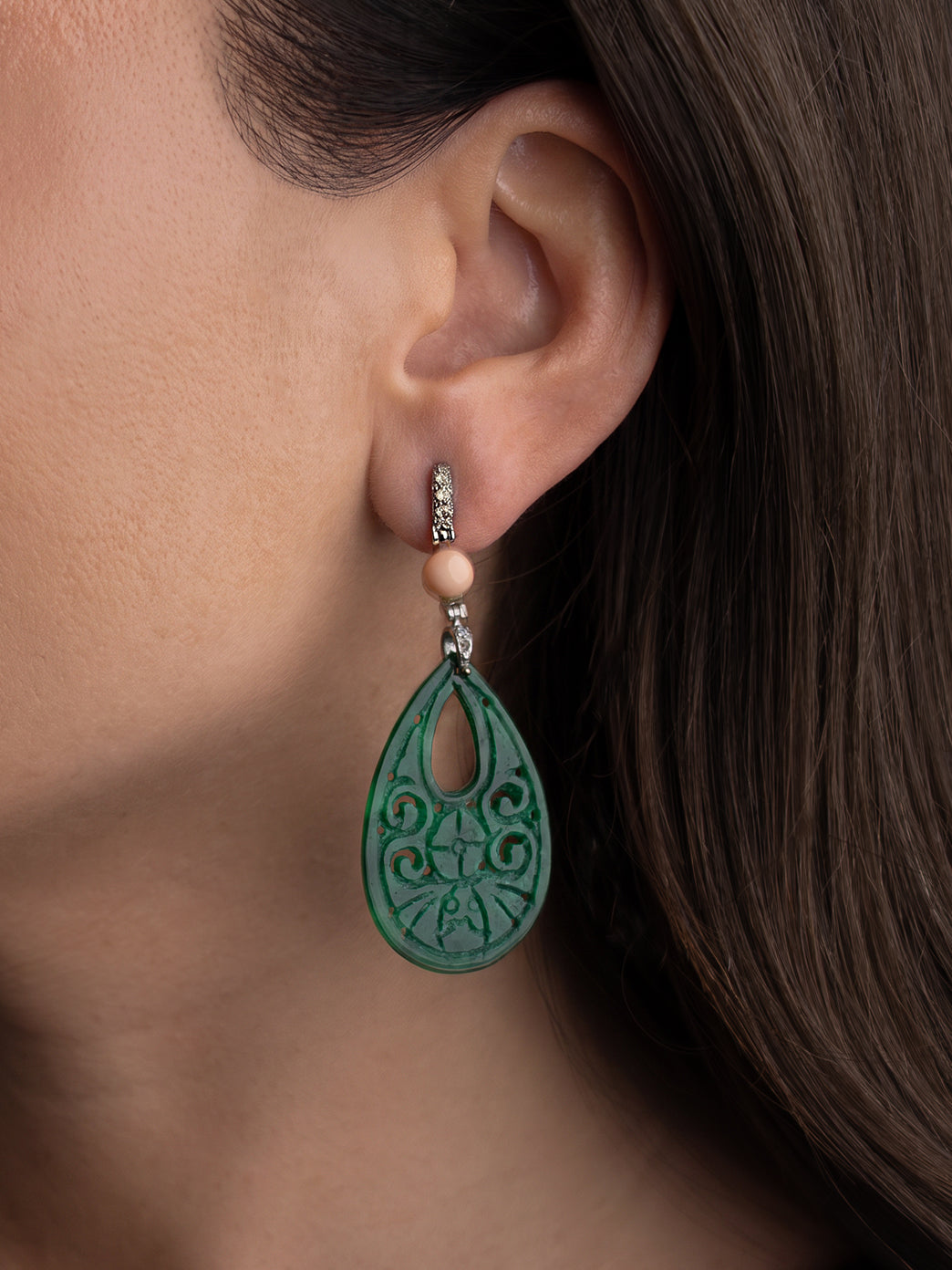 Italian Cocktail Earrings featuring Green Jade