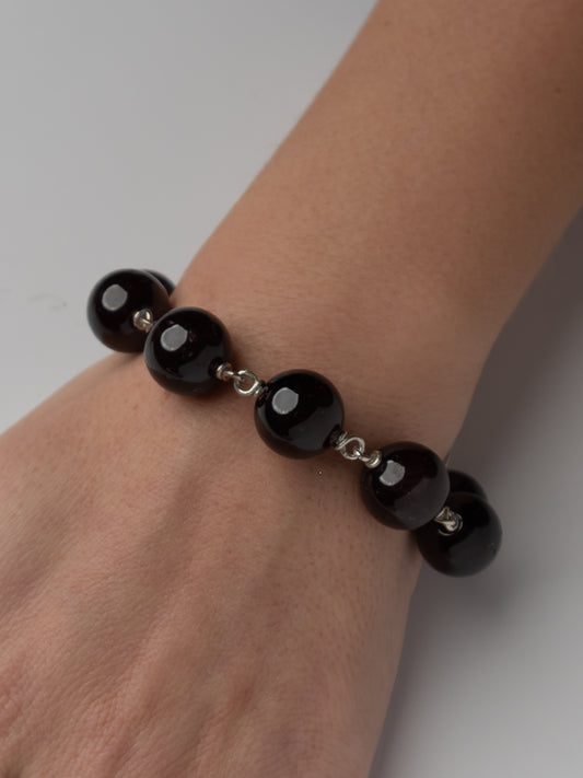Garnet Bracelet with Heart Charm