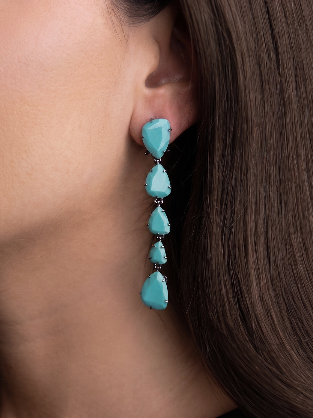 Italian Cocktail Earrings with Turquoise Paste
