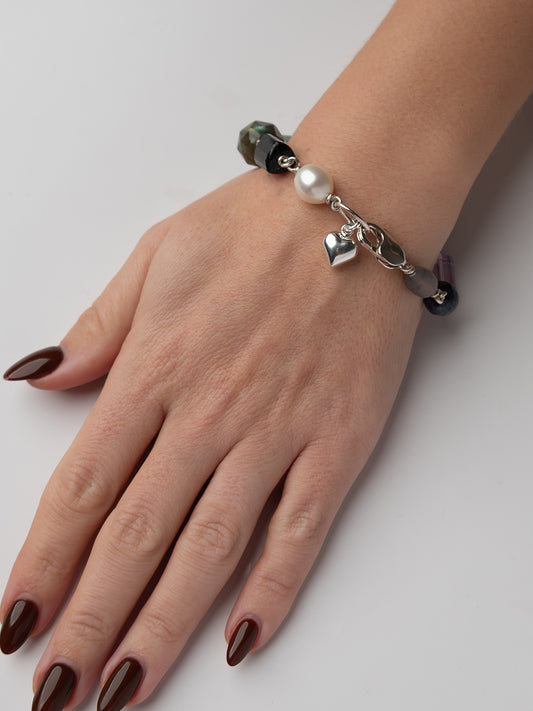 Multi Colour Cool Bracelet with Heart Charm