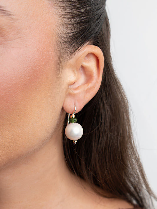 Edison Pearl Earrings with Tourmaline