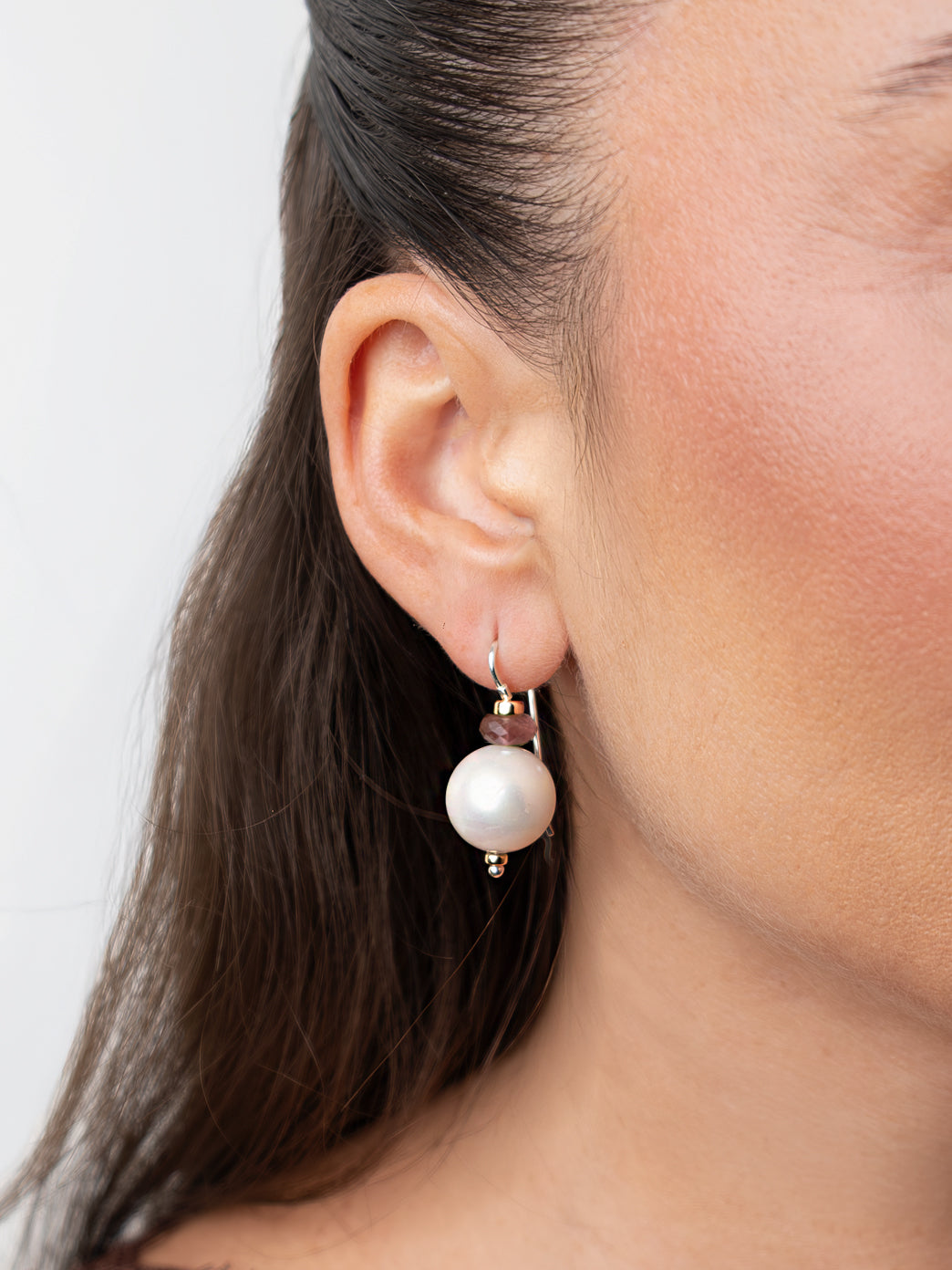 Edison Pearl Earrings with Tourmaline
