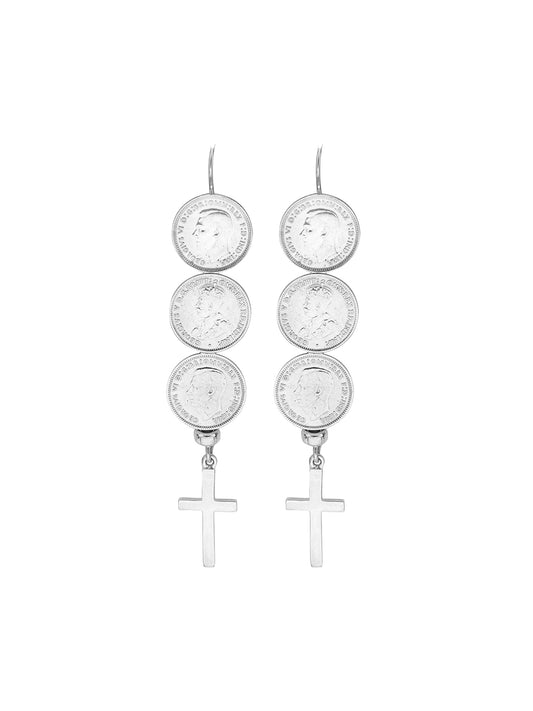 Andes Coin Cross Earrings