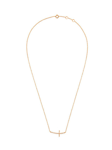 Large Gold & Diamond Side Cross Necklace