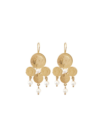 Gold Double Coin Earrings