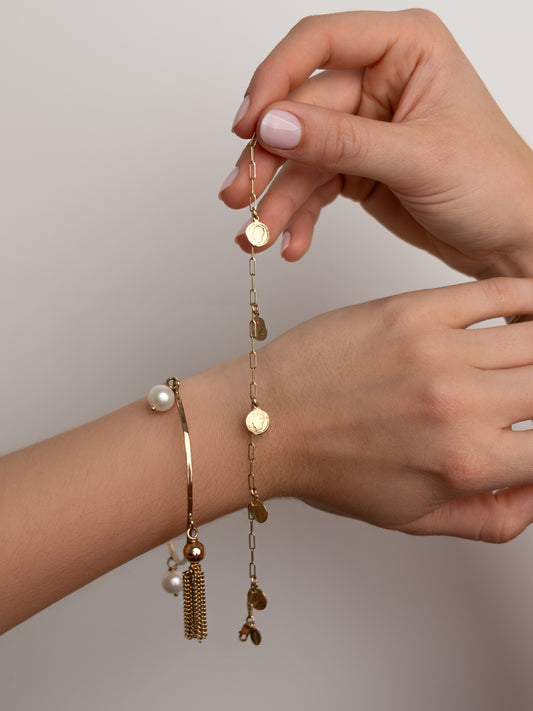 Fiorina Jewellery Gold Petit Gypsy Coin Bracelet Model