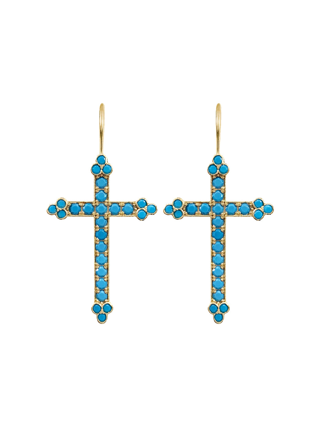 Fiorina Jewellery Gold Victoria Cross Earrings Turquoise