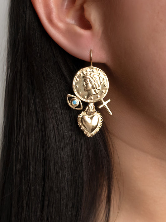 Fiorina Jewellery Jumbo Penny Charm Earrings
