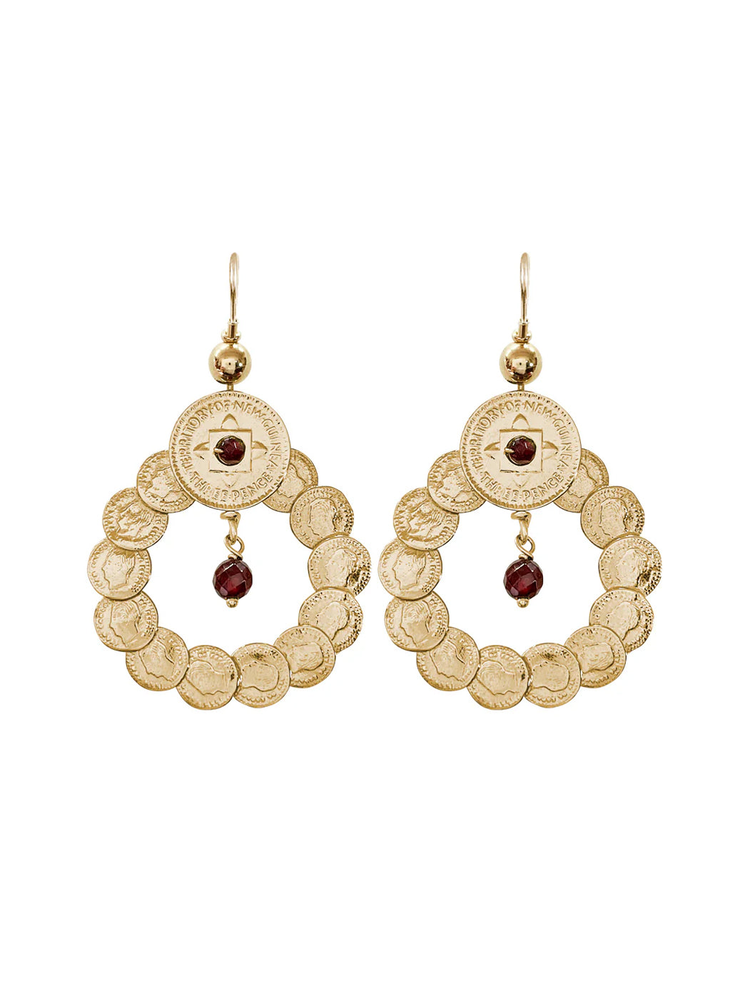 Fiorina Jewellery Gold Messina Earrings Garnet