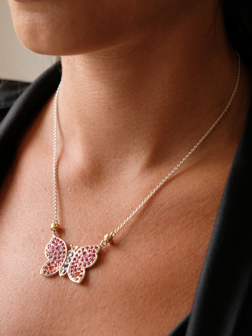 Fiorina Jewellery La Vie Butterfly Necklace Model Pink