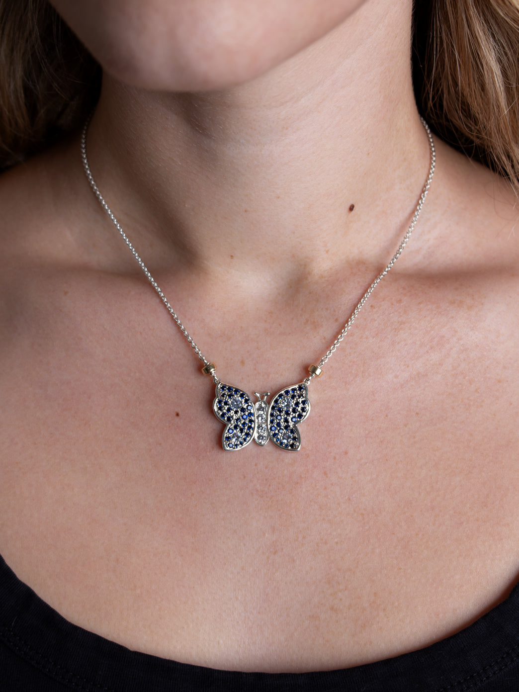 Fiorina Jewellery La Vie Butterfly Necklace Blue Sapphire