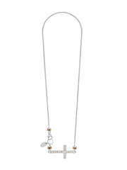 Fiorina Jewellery Le Petit Cross Necklace White Spinel