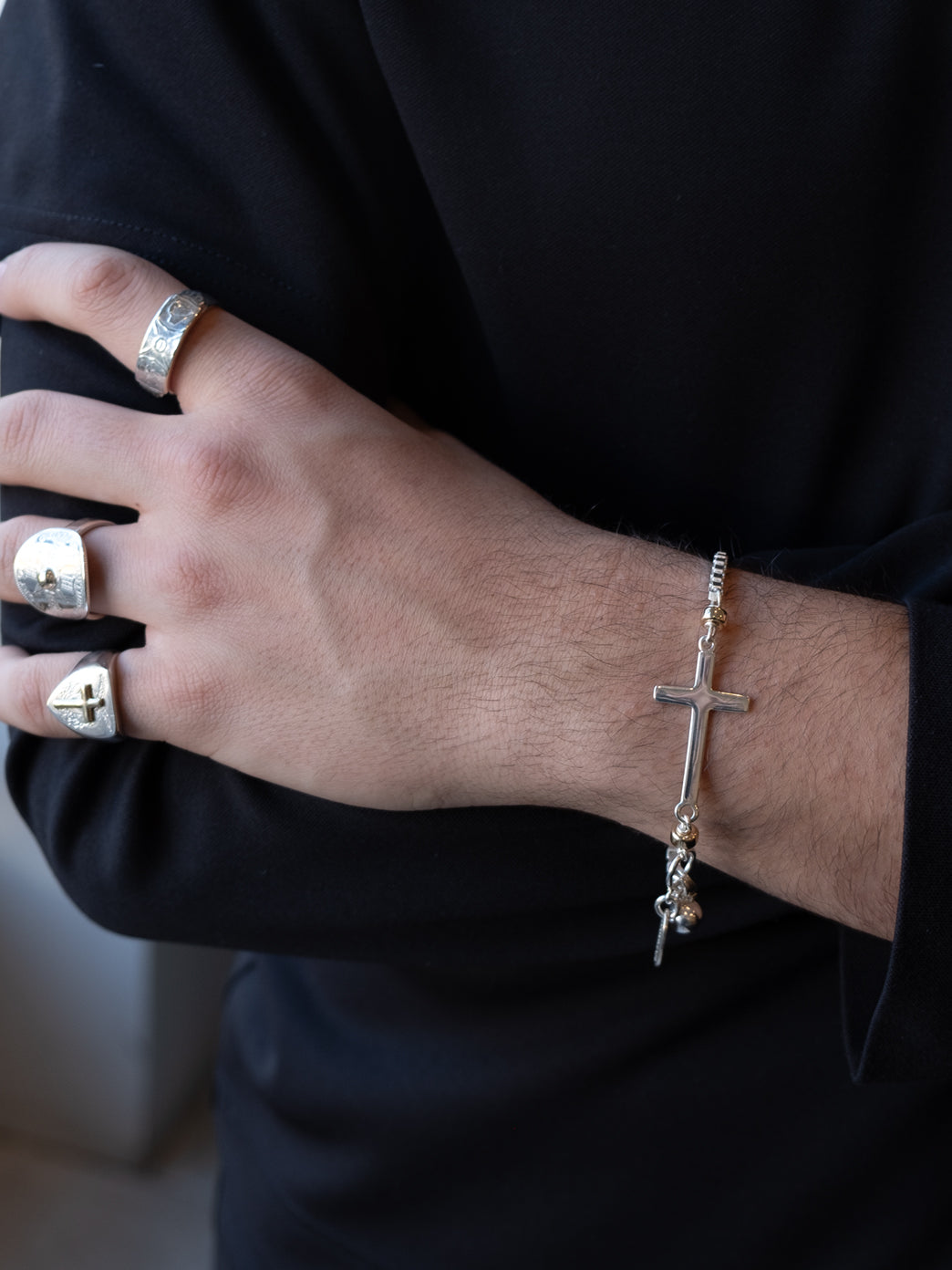 Fiorina Jewellery Men's Side Cross Bracelet