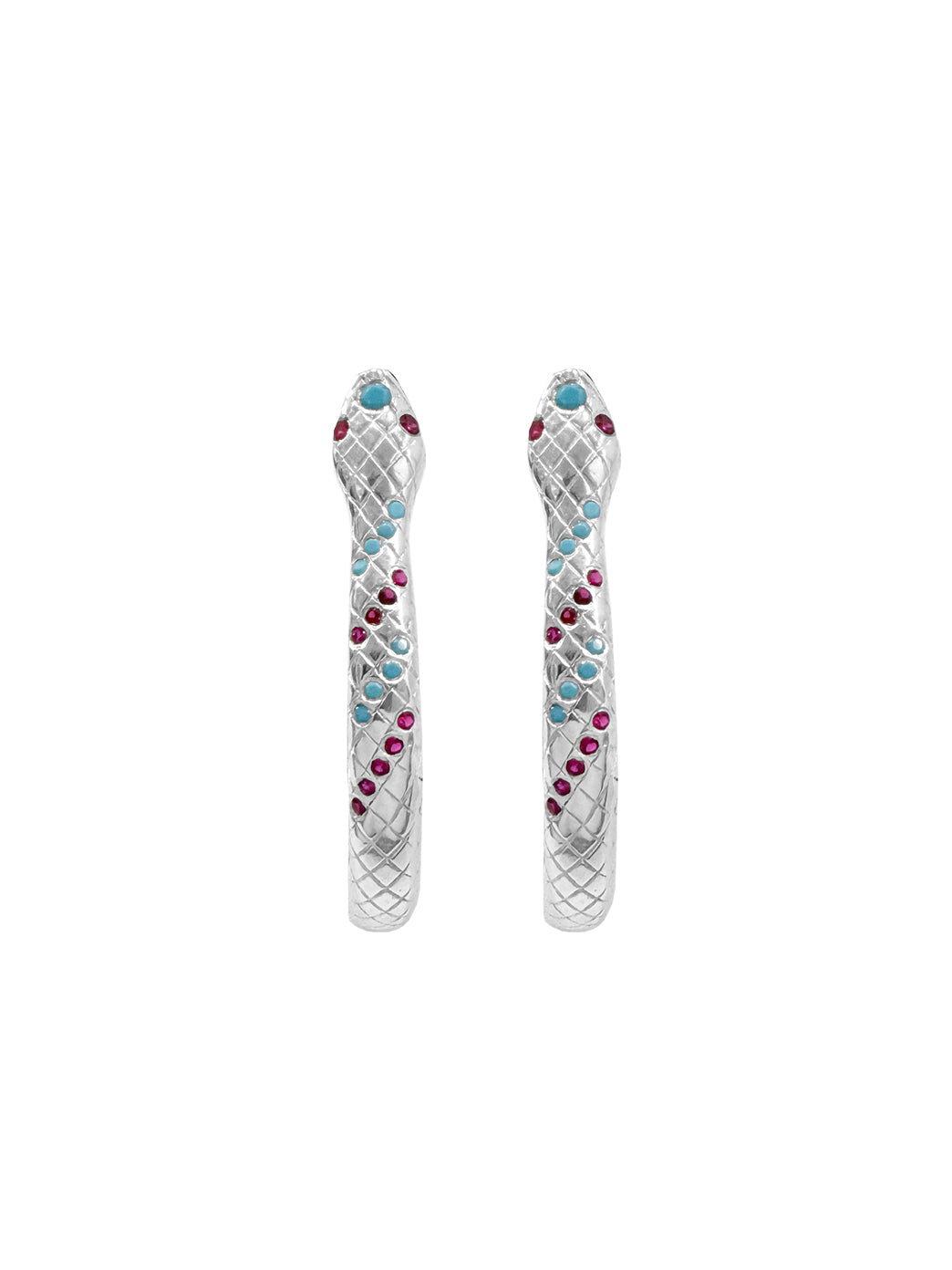 Fiorina Jewellery Snake Hoops Ruby Turquoise Font View