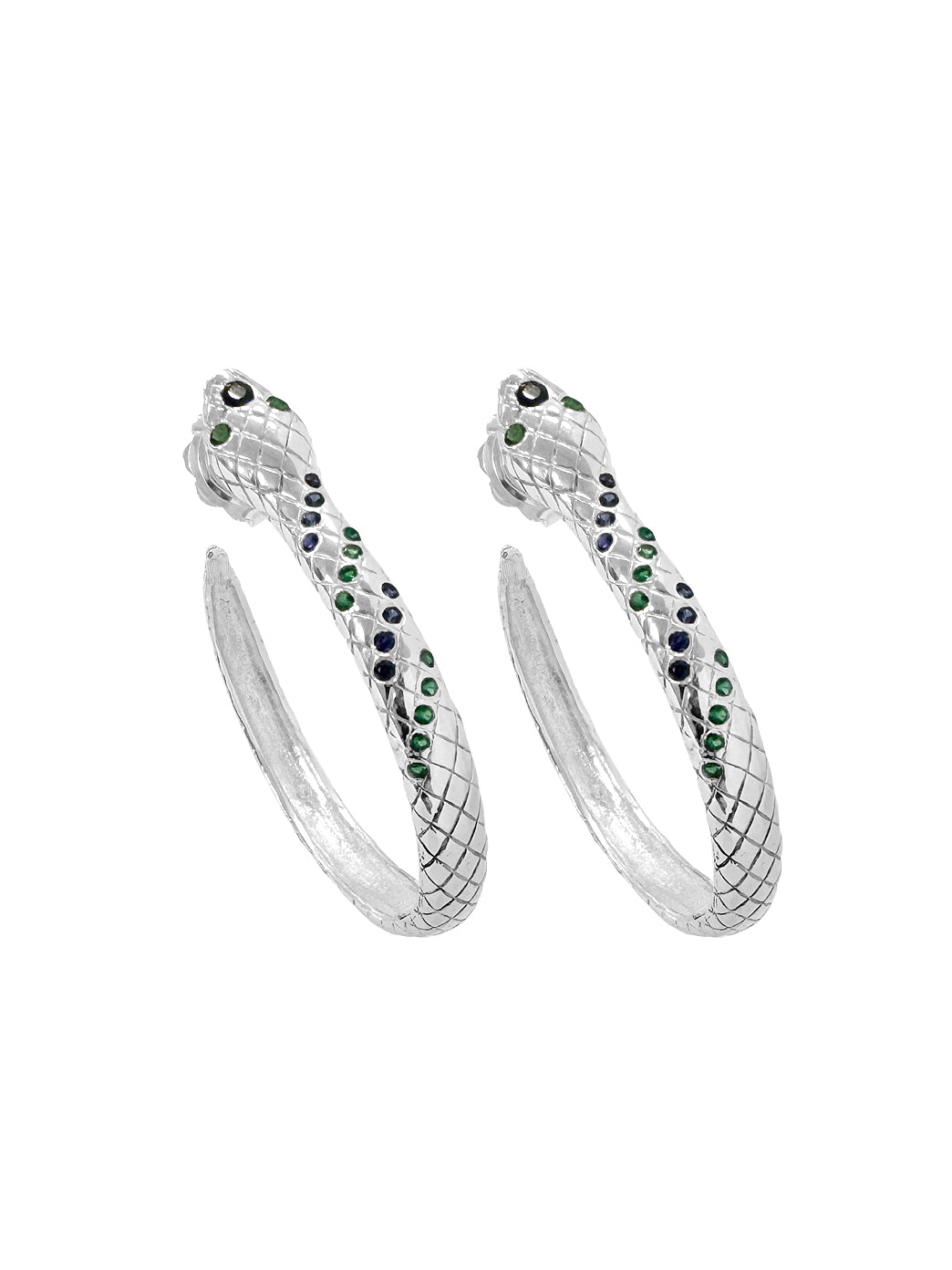 Fiorina Jewellery Snake Hoops Sapphire Emerald