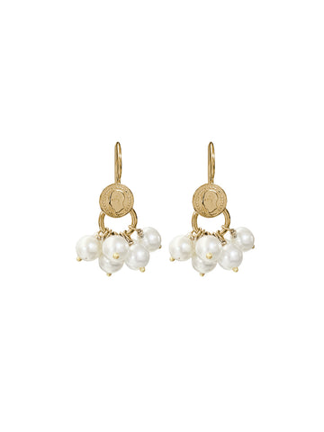 Gold Pearl Elite Double Ball Earrings