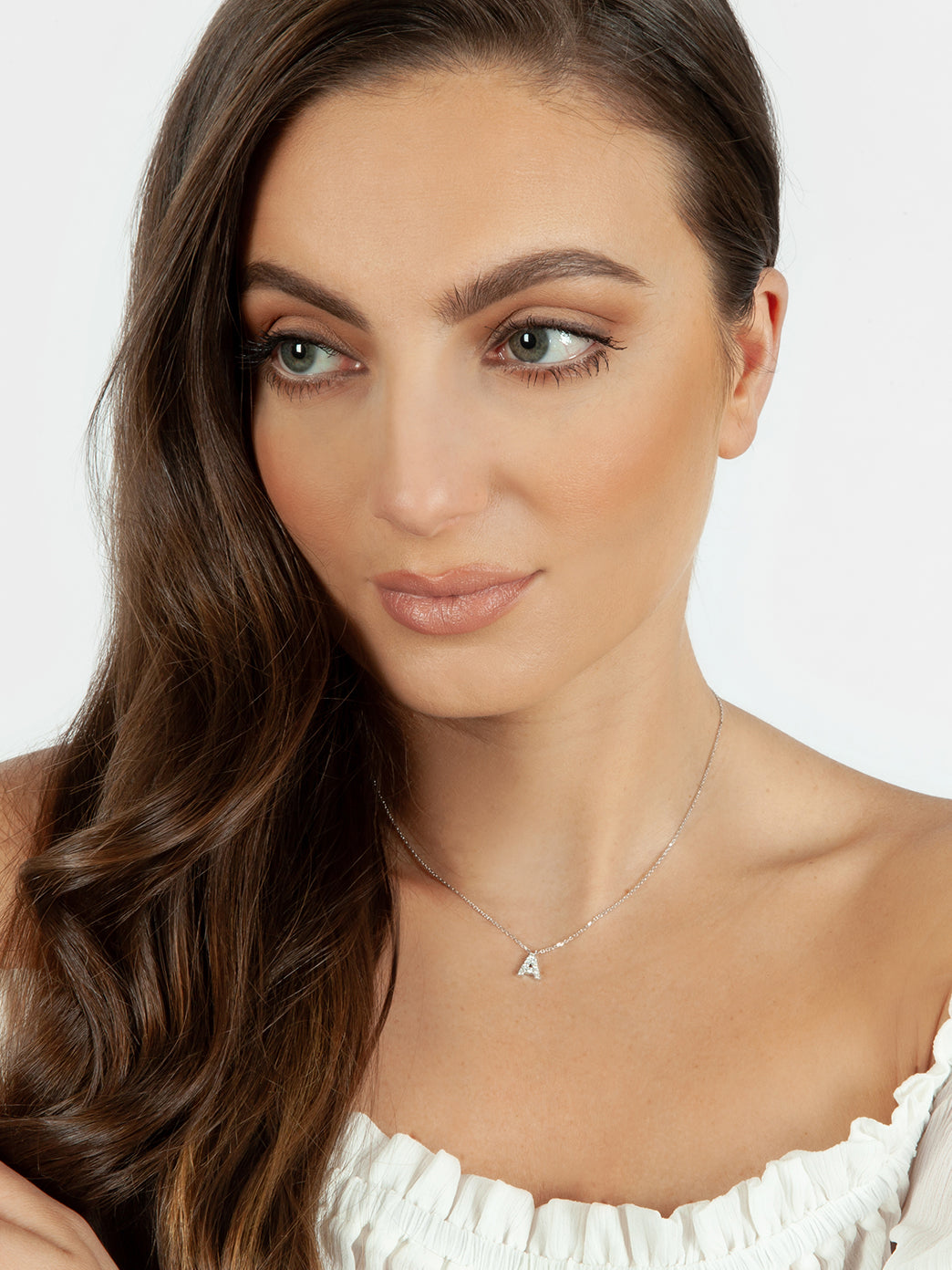 Fiorina Jewellery Diamond Alphabet Street Necklace White Chain Model A