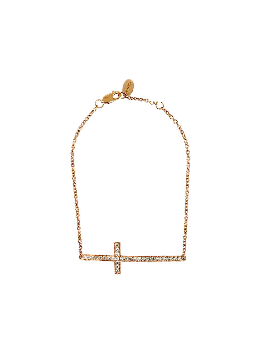 Fiorina Jewellery Diamond Side Cross Bracelet Rose Gold