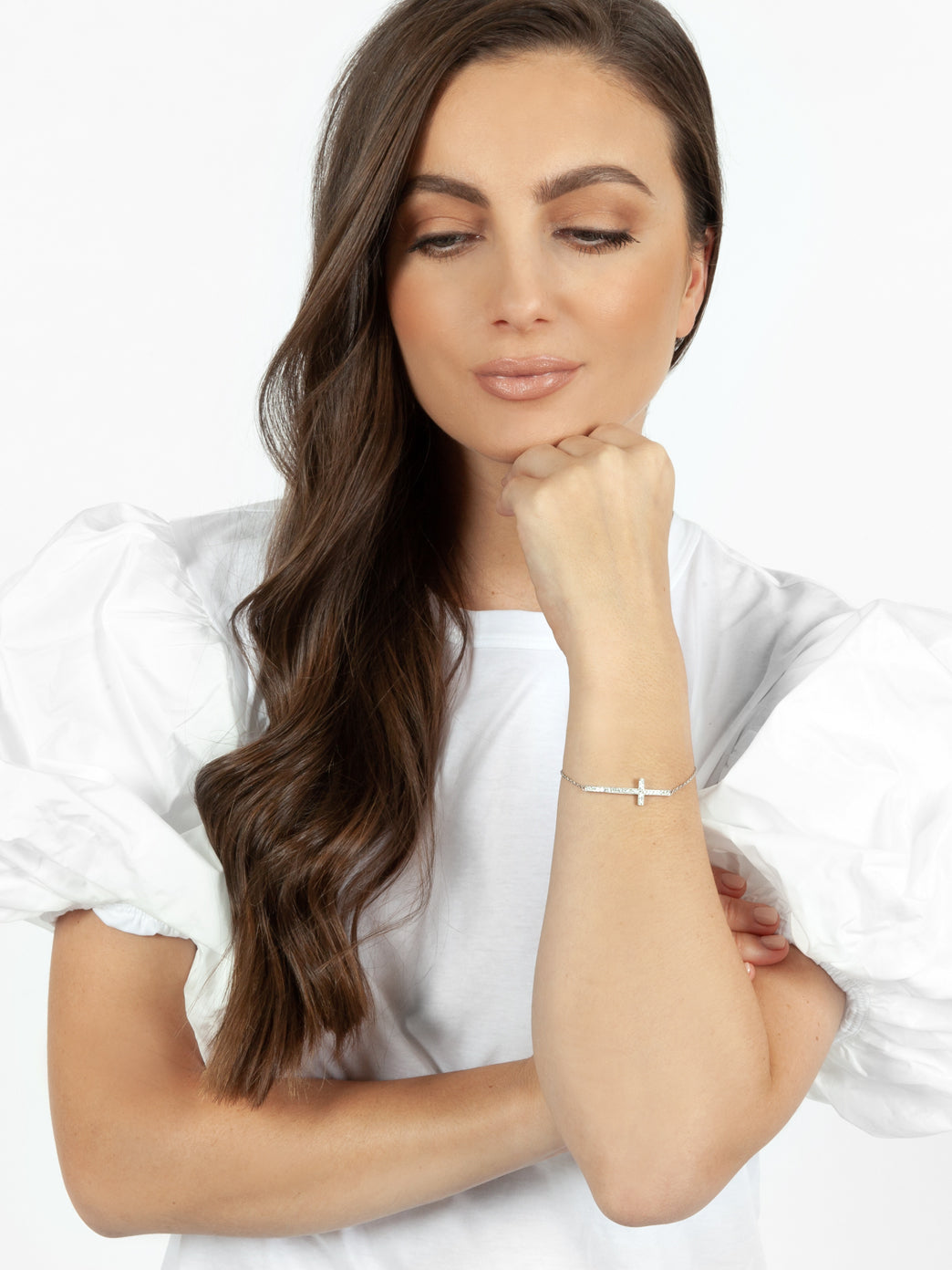 Fiorina Jewellery Diamond Side Cross Bracelet