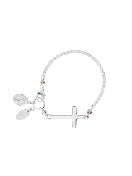 Sideways cross top bracelet sterling silver