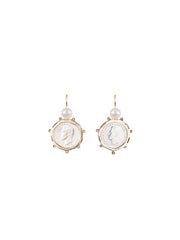 Fiorina Jewellery Gold Encased 3p Coin Earrings Pearl Highlights