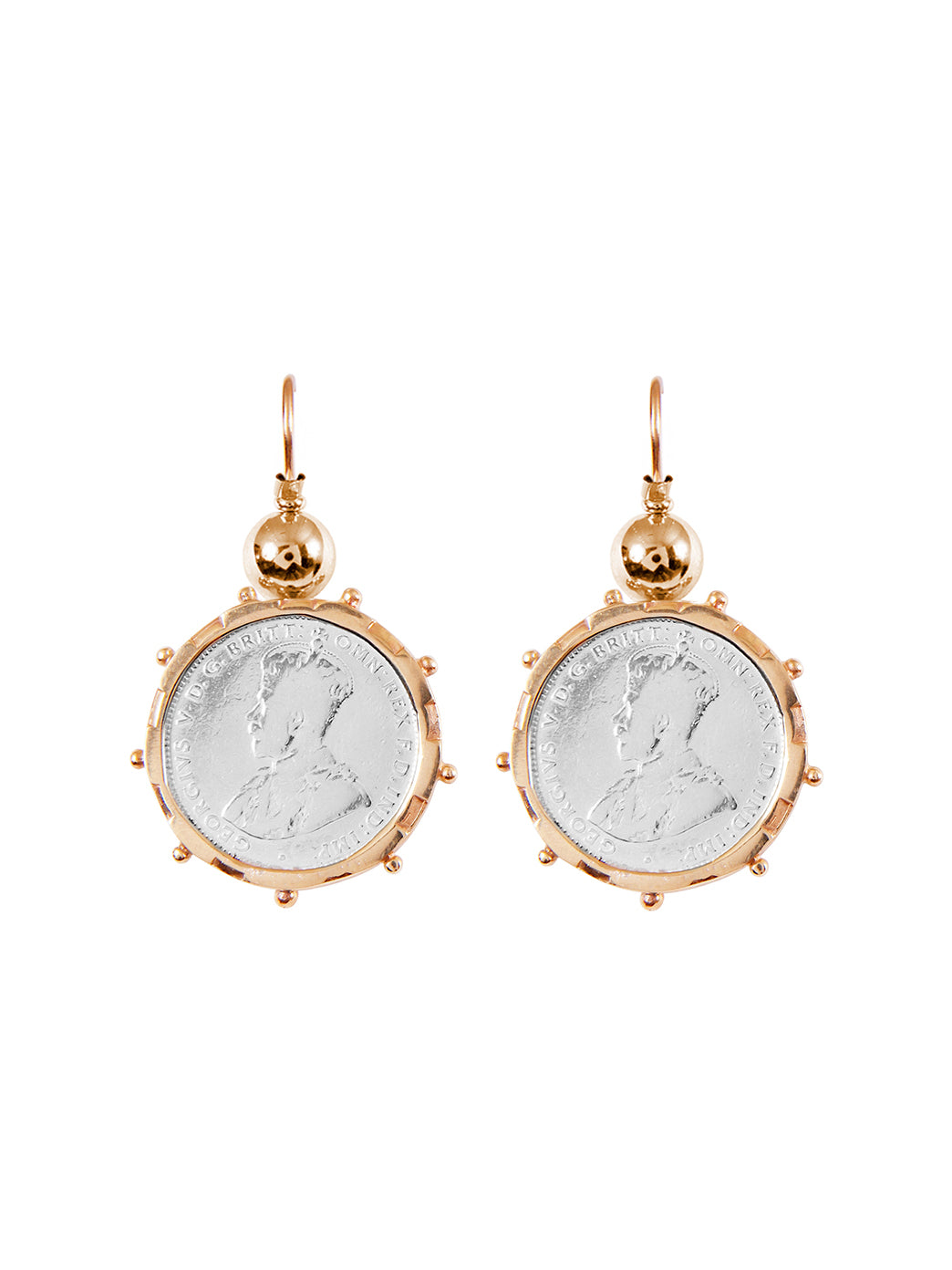 Fiorina Jewellery Gold Encased Shilling Coin Earrings Gold Highlights