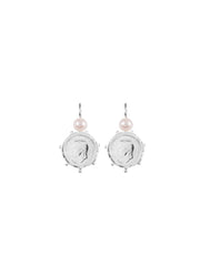 Fiorina Jewellery Silver Encased 3P Coin Earrings Pearl Highlights