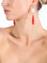 Fiorina Jewellery Elite Vic Disc Drop Earrings Red Coral Model