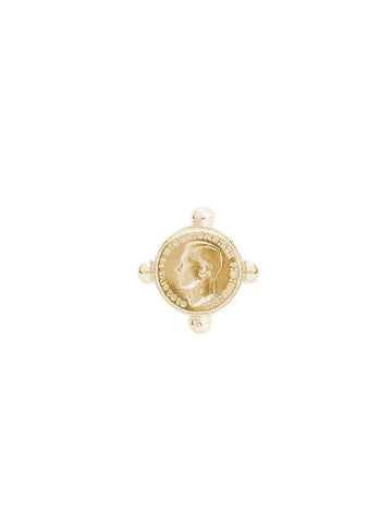 Gold Button Pinkie Ring