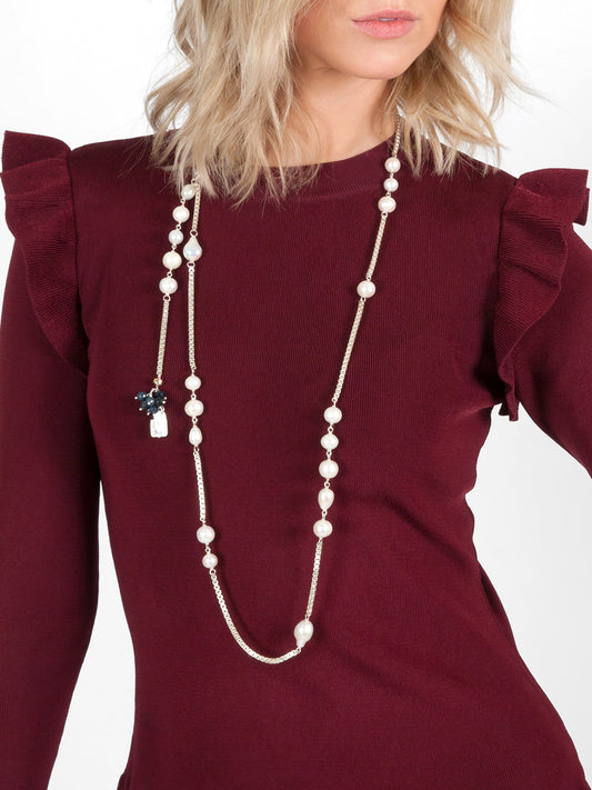 Fiorina Jewellery Birthday Necklace Pearl Model Front