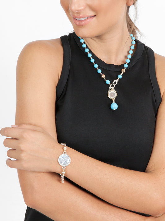 Fiorina Jewellery Pearlina Necklace Turquoise Model