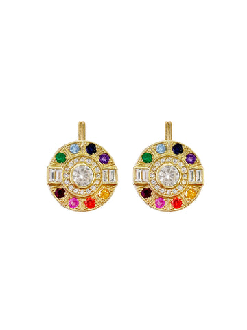 Gold Button Coin Earrings