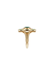 Gold Aztec Ring Emerald Shank View
