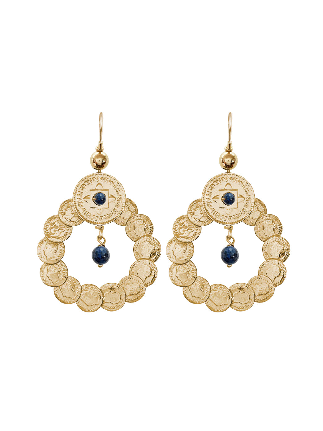 Fiorina Jewellery Gold Messina Earrings Blue Sapphire