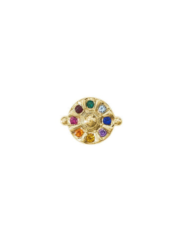 Gold Button Pinkie Ring