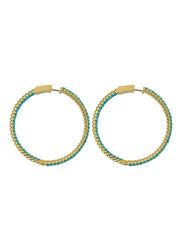 Fiorina Jewellery Gold and Turquoise Hoops Round Side View