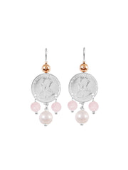Fiorina Jewellery Mid Coin 3 Drop Earrings Pink Opal