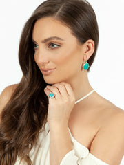 Fiorina Jewellery Oval Button Earrings Amazonite Model
