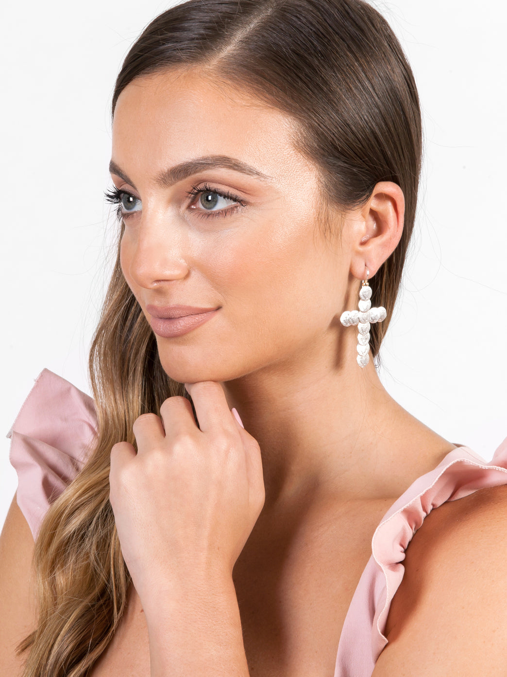 Fiorina Jewellery Saint Liberus Cross Earrings Model