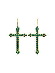 Fiorina Jewellery Victoria Cross Earrings Gold Emerald