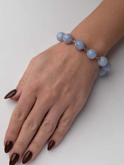 Coin and Tassel Bracelet with Chalcedony
