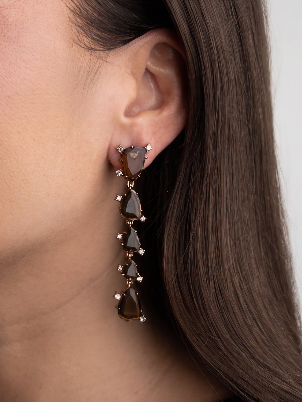Italian Cocktail Earrings featuring Smoky Quartz