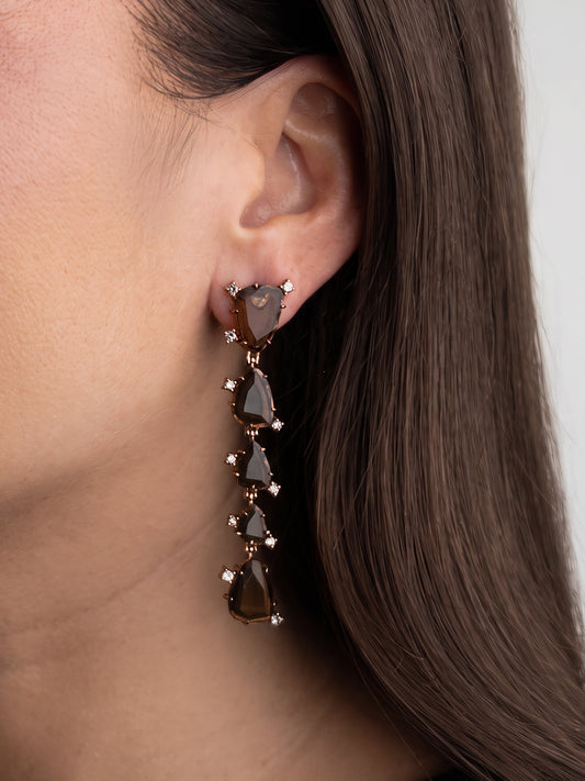 Italian Cocktail Earrings featuring Smoky Quartz