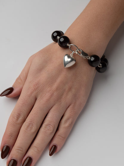 Garnet Bracelet with Heart Charm