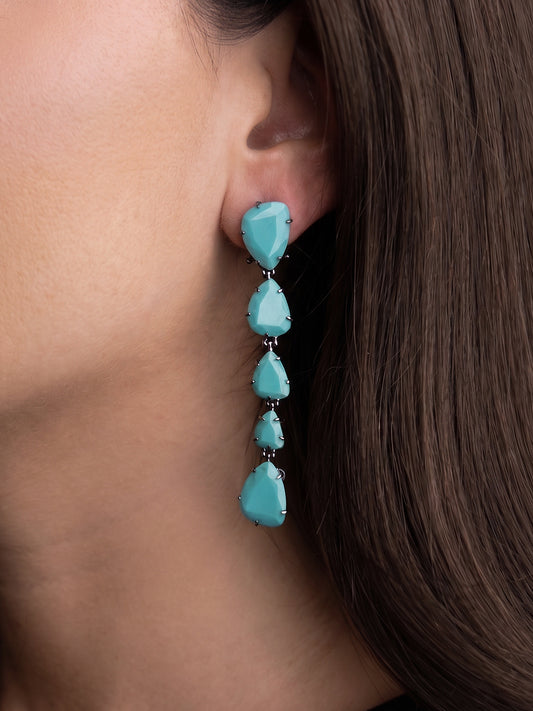 Italian Cocktail Earrings with Turquoise Paste