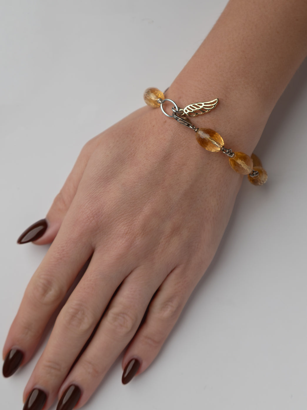 Citrine Tube Bracelet with Wing