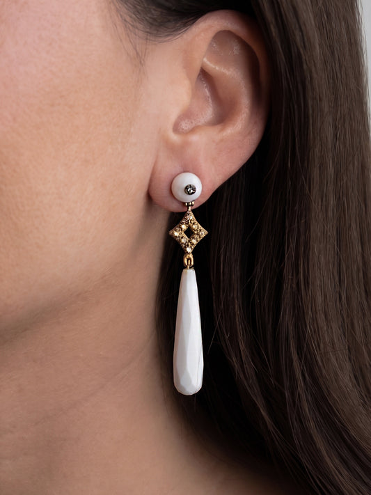 Italian Cocktail Earrings featuring  White Howlite and Yellow Quartz